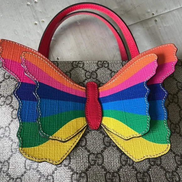 Gucci rainbow butterfly mini tote shopper guccissima logo bag - Picture 7 of 14